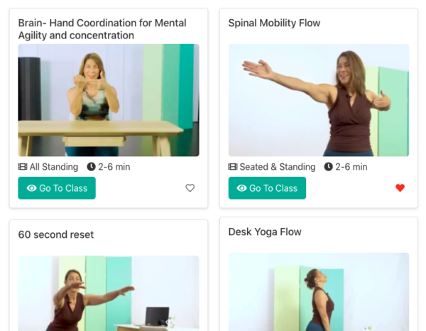 Screenshot of the Digital Library interface with various wellness videos